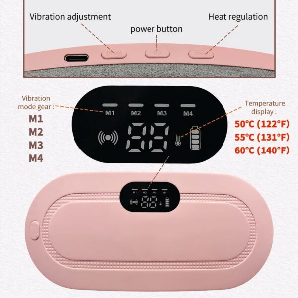 Portable Cordless Heating Pad for Menstrual Cramps Relief – Pink Belly, Back, and Stomach Pain Relief Pad - Image 3