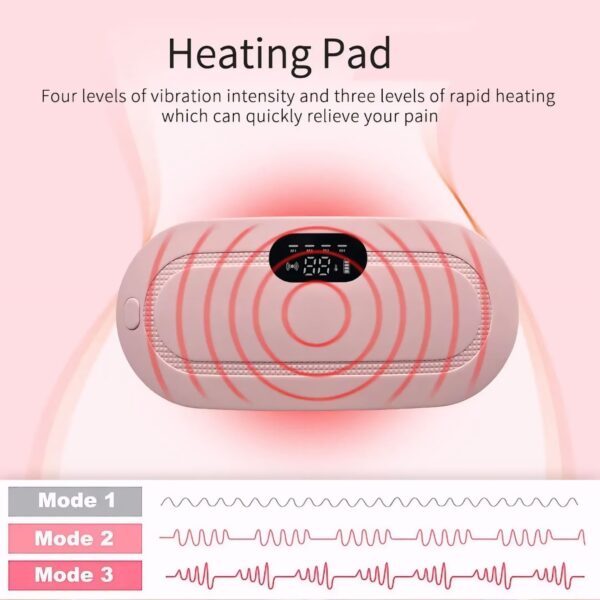 Portable Cordless Heating Pad for Menstrual Cramps Relief – Pink Belly, Back, and Stomach Pain Relief Pad - Image 2